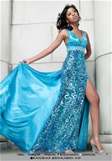 2012 Riva Prom Dresses 7405C.  Available in Gold, Hot Pink, Midnight, Pink/Silver, Royal/Green, Silver, Turq/Silver, White/Silver